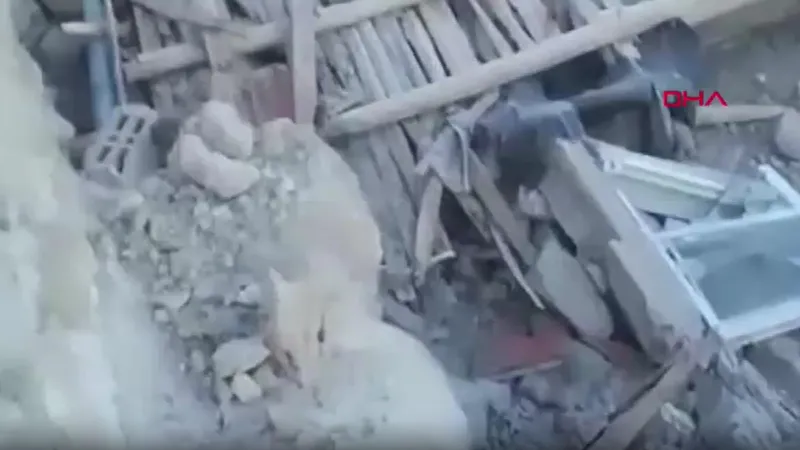 Ev ve altındaki ahır çöktü; 37 hayvan öldü